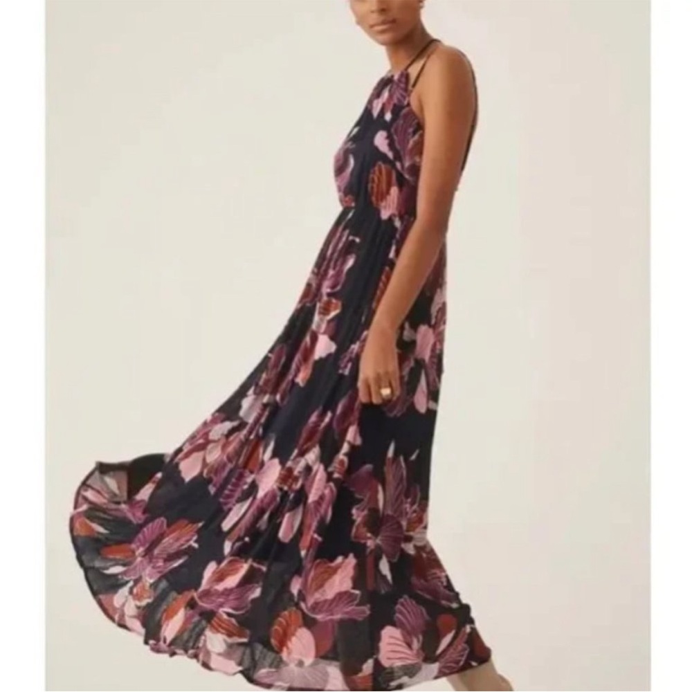 Anthropologie Floral Maxi Dress - Black and Pink